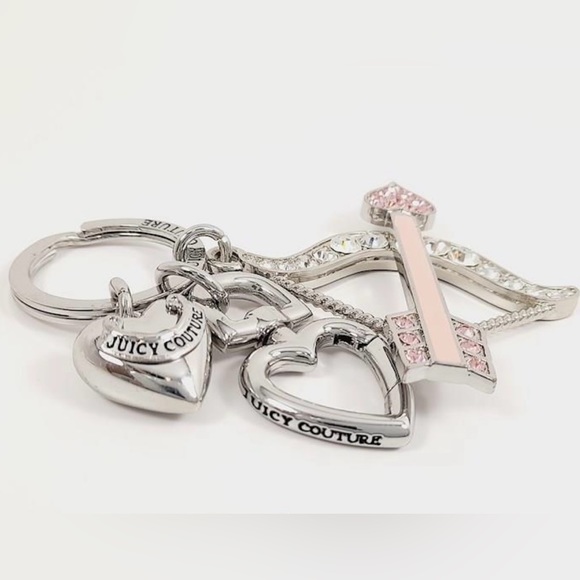 Juicy Couture Silver/ Pink Tone 🩷 Bow And Arrow Keychain - Picture 3 of 5
